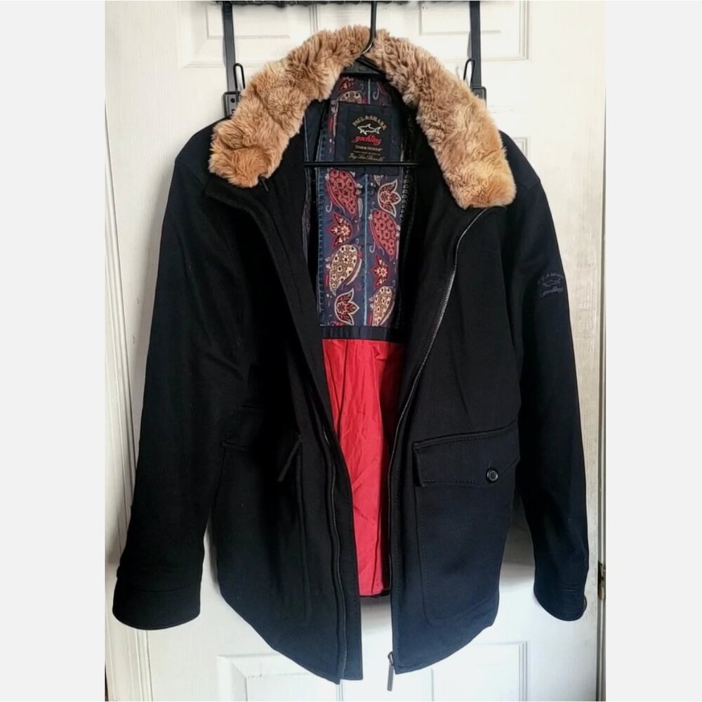 Paul & Shark Yachting Storm System Real Fur Collar Jacket Navy Women's Large